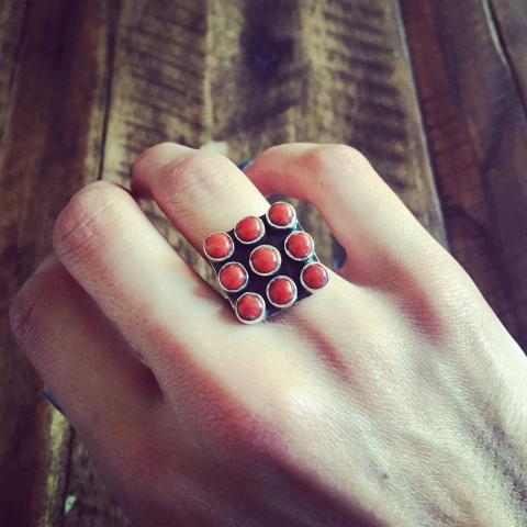 Coral 925 Sterling Silver Ring