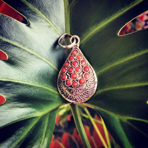 Coral 925 Sterling Silver pendant