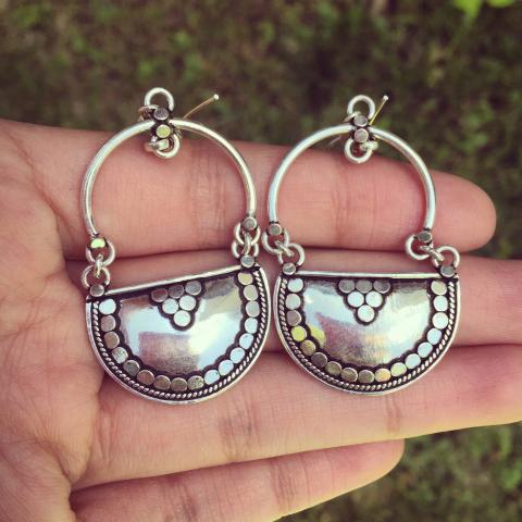 Love mirror plain sterling silver earrings