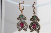 Colorful vase sterling silver earrings with zircon semi precious stones