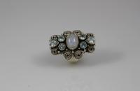 Melody Princess sterling silver ring with Rainbow Moonstone and Blue Topaz semi precious stones