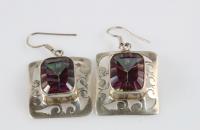Thousand colors sterling silver earrings with rainbow topaz semi precious stones