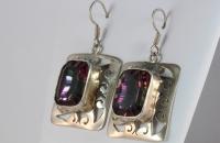 Thousand colors sterling silver earrings with rainbow topaz semi precious stones