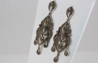 Marcasite only chandelier sterling silver earrings