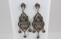 Marcasite only chandelier sterling silver earrings