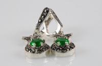 Mermaid sterling silver earrings with zircon with marcasite semi precious stone